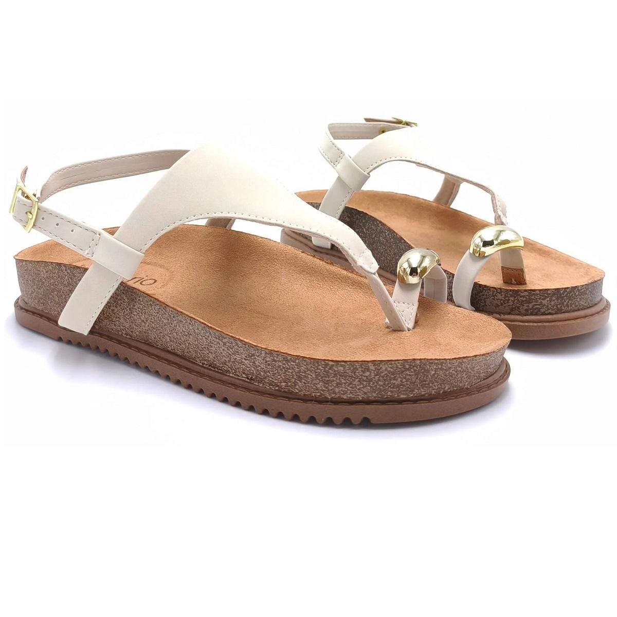 Sandália Rasteira Papete Feminina Beira Rio 8524.109 Offwhite Branco 3