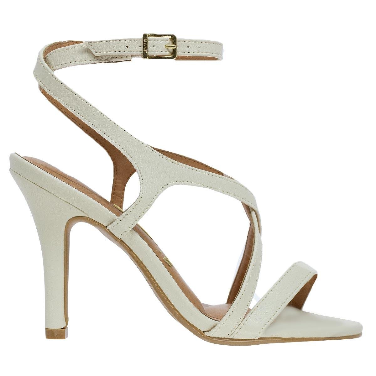 Sandália Salto Alto Feminina Vizzano 6249 Offwhite