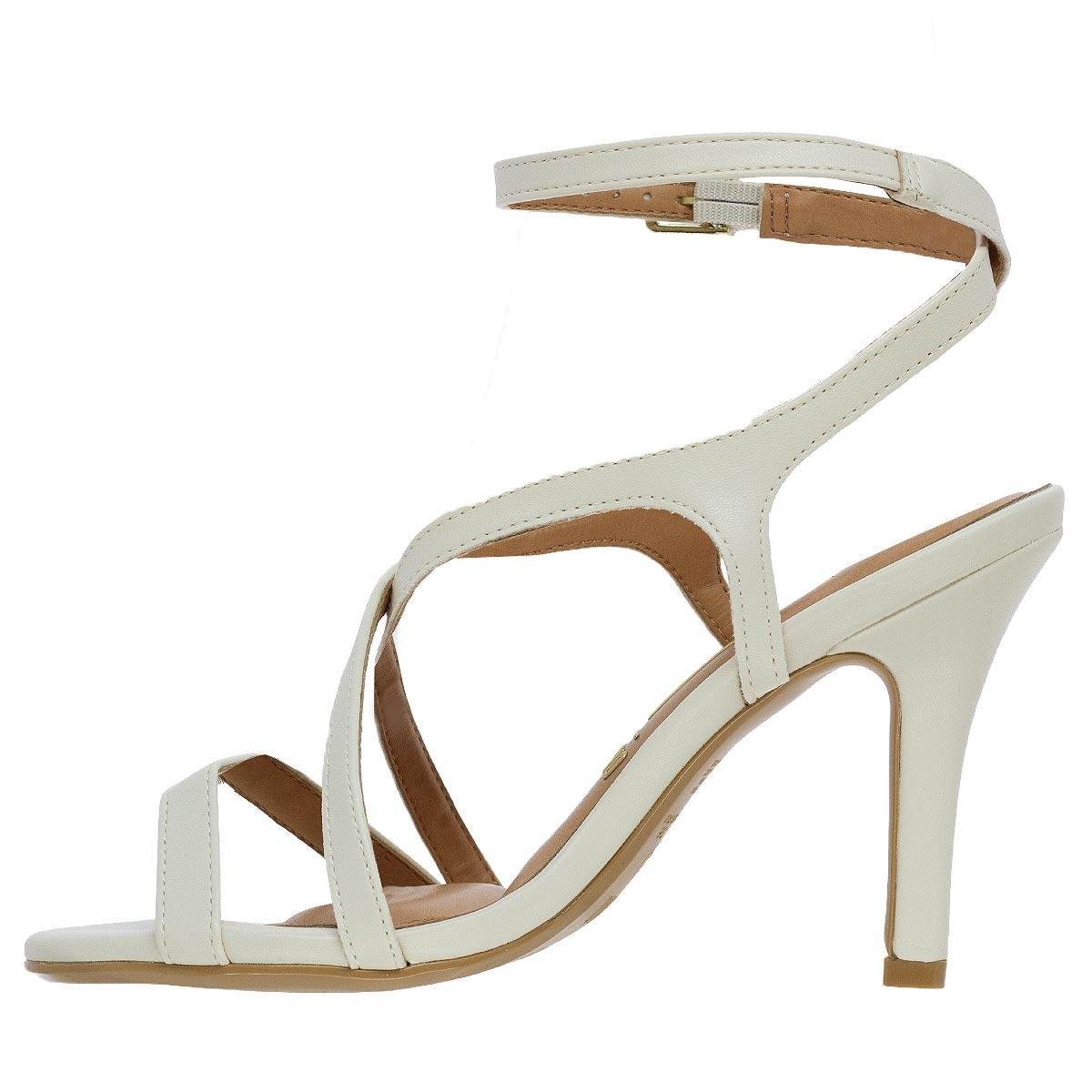 Sandália Salto Alto Feminina Vizzano 6249 Offwhite Branco 2