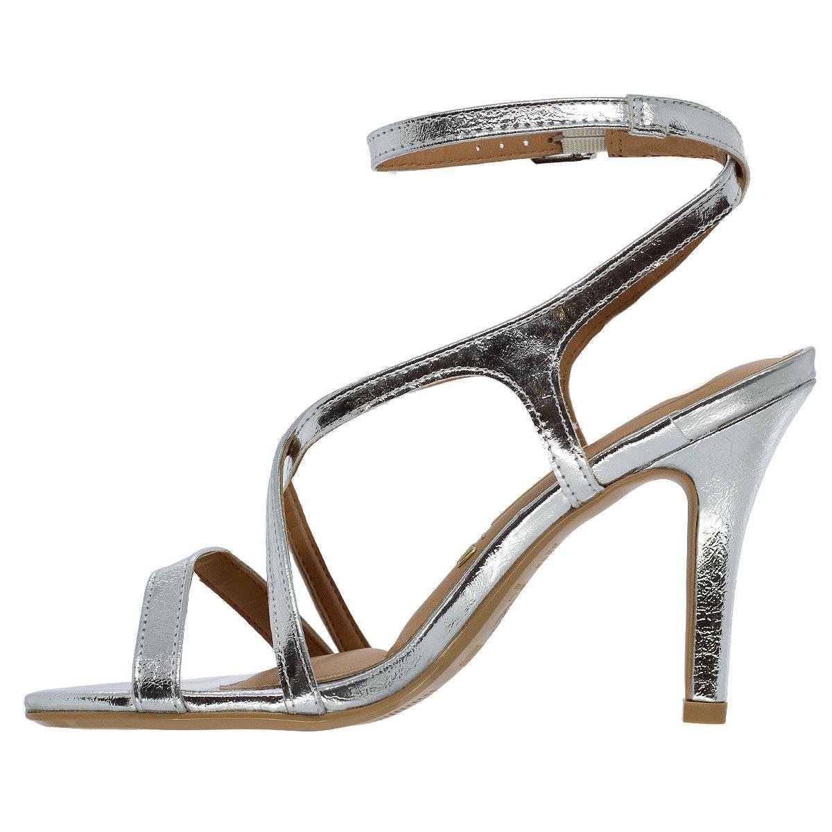 Sandália Salto Alto Feminina Vizzano 6249 Prata Prata 2