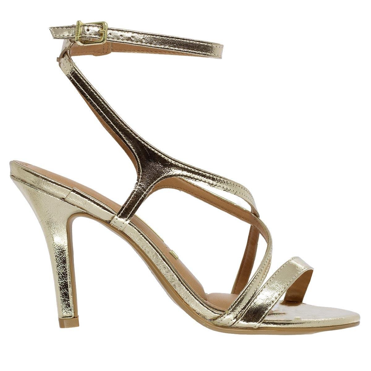 Sandália Salto Alto Feminina Vizzano 6249 Dourada