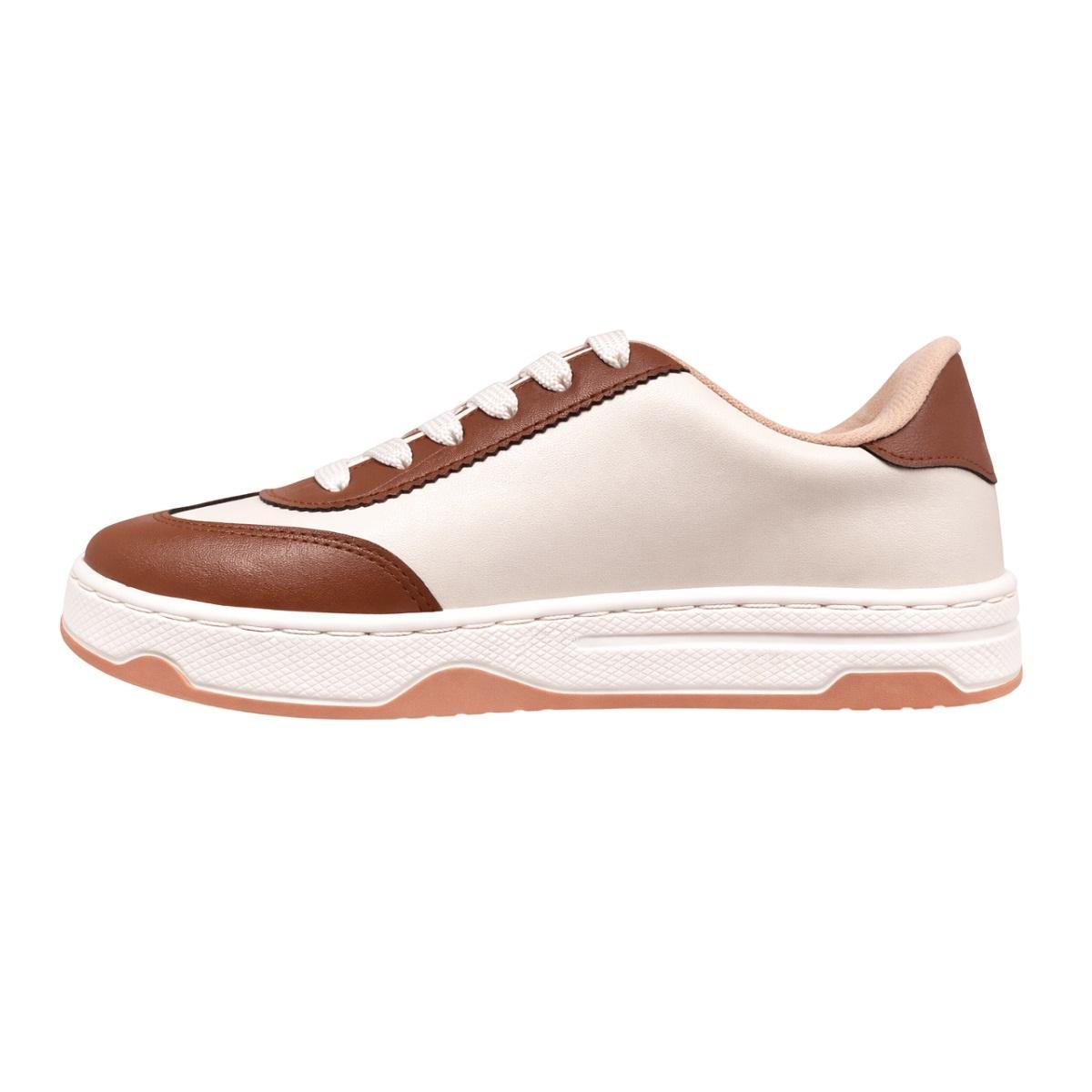Tênis Casual Feminino Moleca 5835.201 Offwhite Off White/Marrom 2