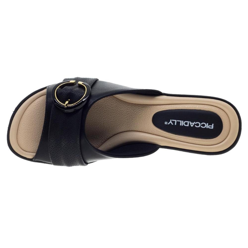 Tamanco Feminino Salto Baixo Piccadilly 590040 Preto Preto 3