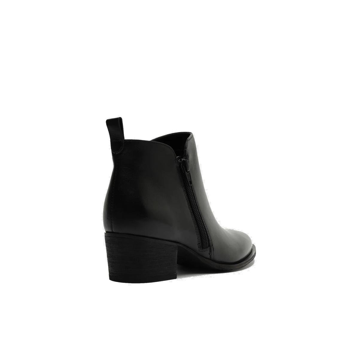 Bota Feminina Cano Curto Couro Arezzo Salto Baixo Preta Preto 3