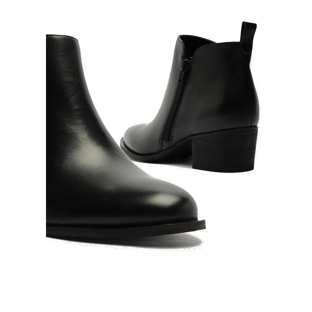 Bota Feminina Cano Curto Couro Arezzo Salto Baixo Preta Preto 4