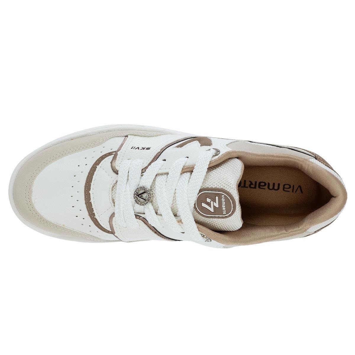 Tênis Casual Feminino Via Marte 042-036-19 Branco Branco/Marrom 3