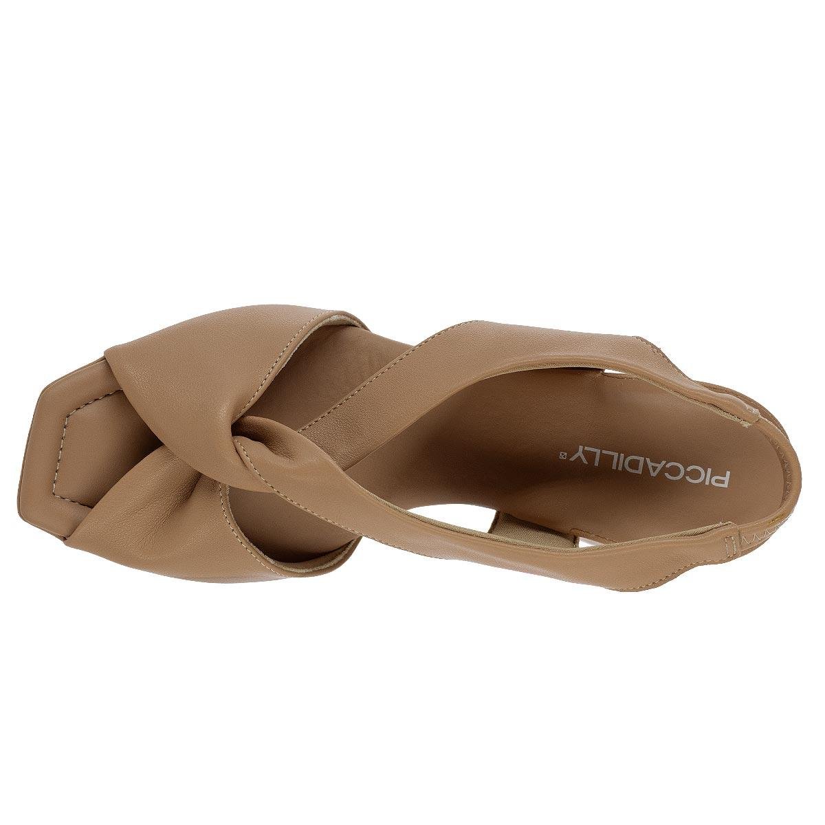 Sandália Salto Médio Feminina Piccadilly 626010-32 Bege Bege 3