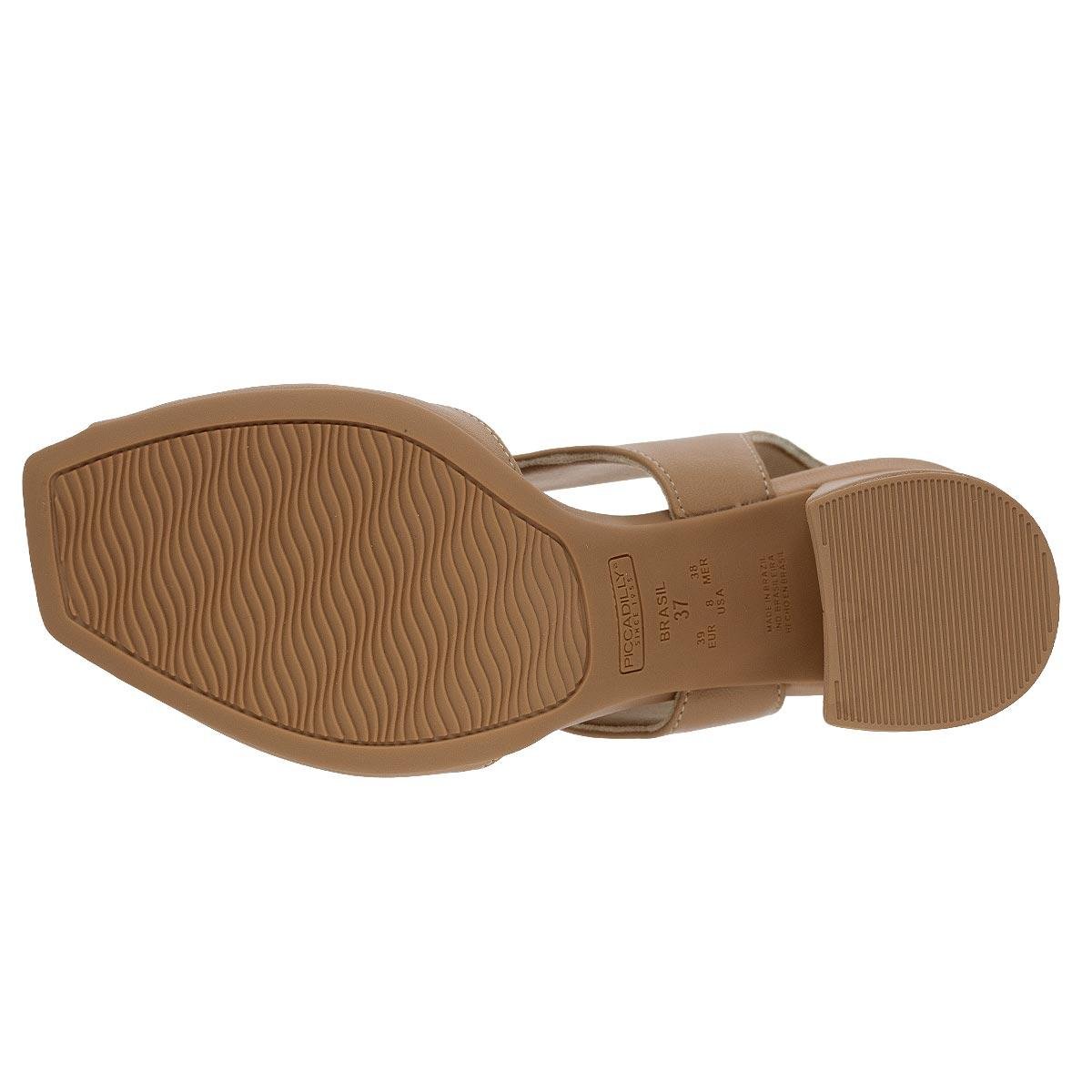 Sandália Salto Médio Feminina Piccadilly 626010-32 Bege Bege 4