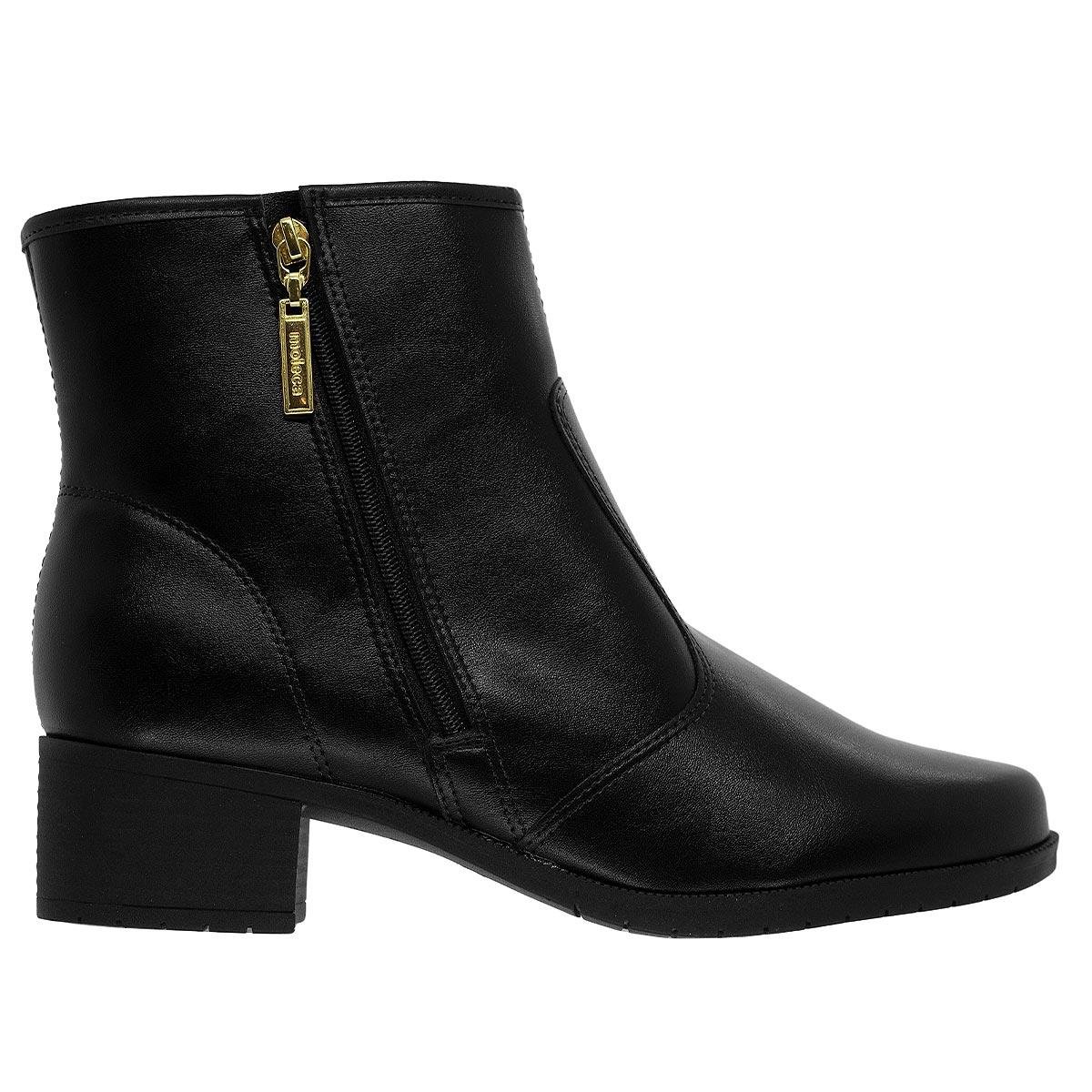 Bota Cano Curto Feminina Moleca 5346.107 Preta