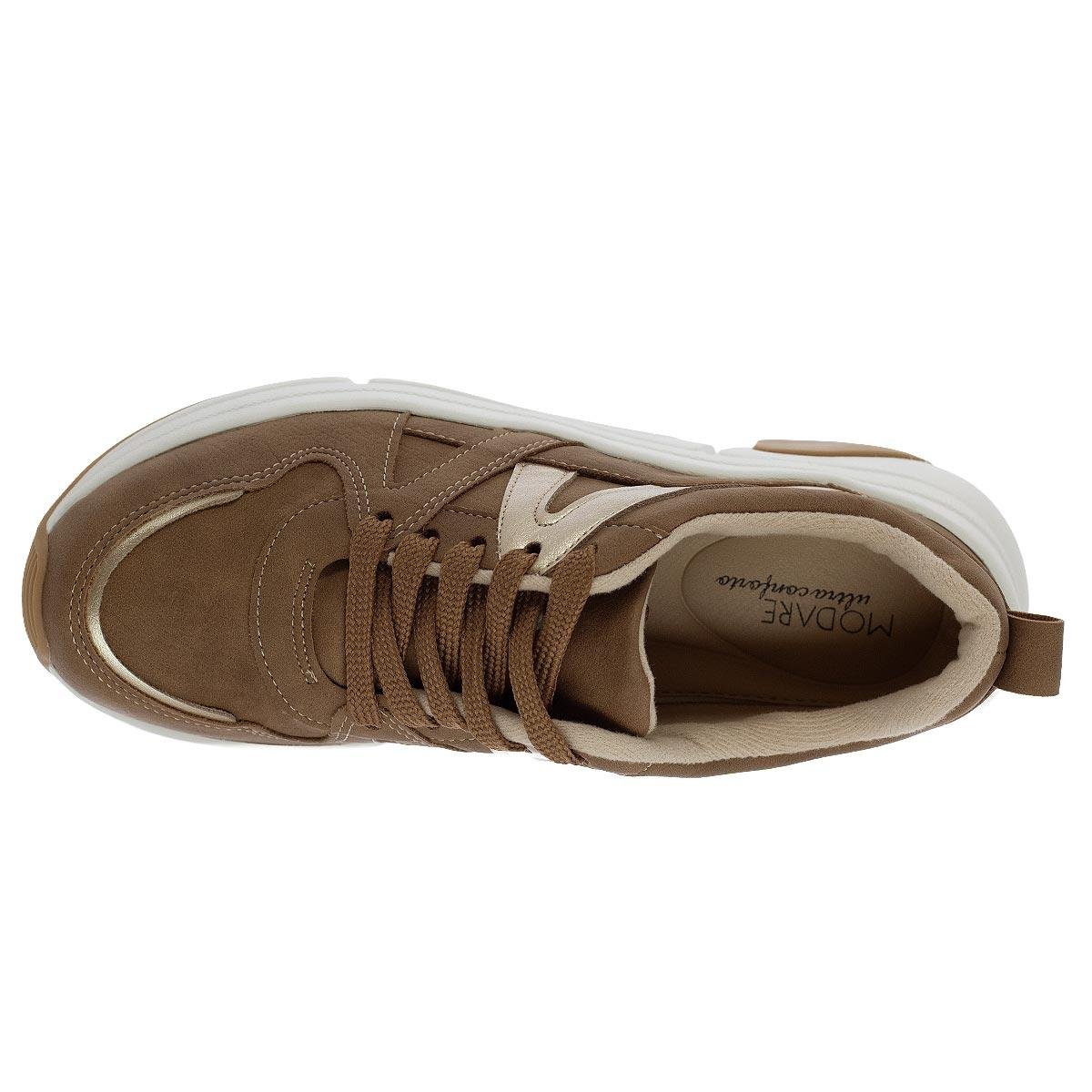 Tênis Chunk Feminino Modare Ultraconforto 7401.102 Marrom Marrom 3