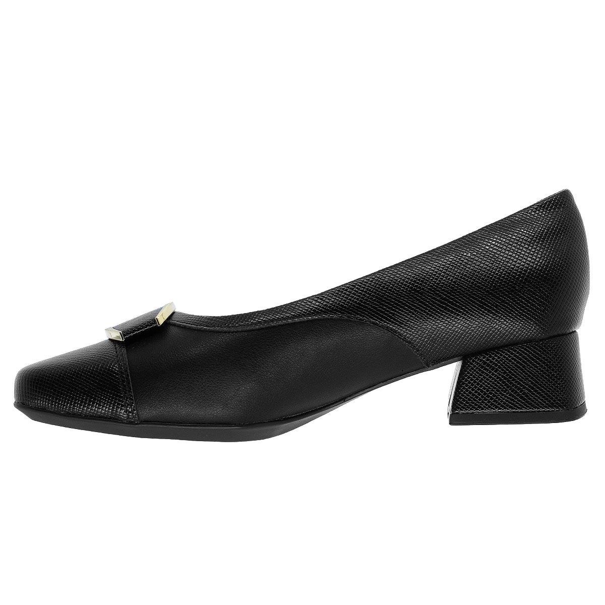 Sapato Salto Baixo Feminino Piccadilly 160114-3 Preto Preto 2