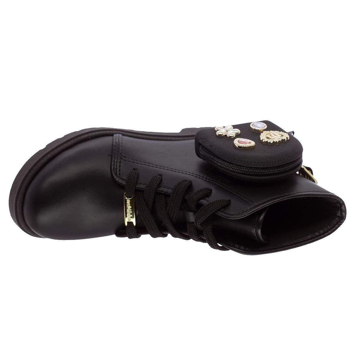 Coturno Infantil Menina Molekinha Porta Moedas 2164.144 Preto Preto 3