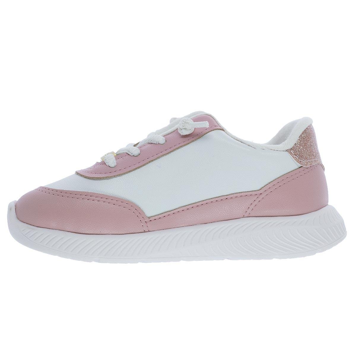 Tênis Infantil Menina Molekinha 2723.221 Branco Branco/Rosa 2