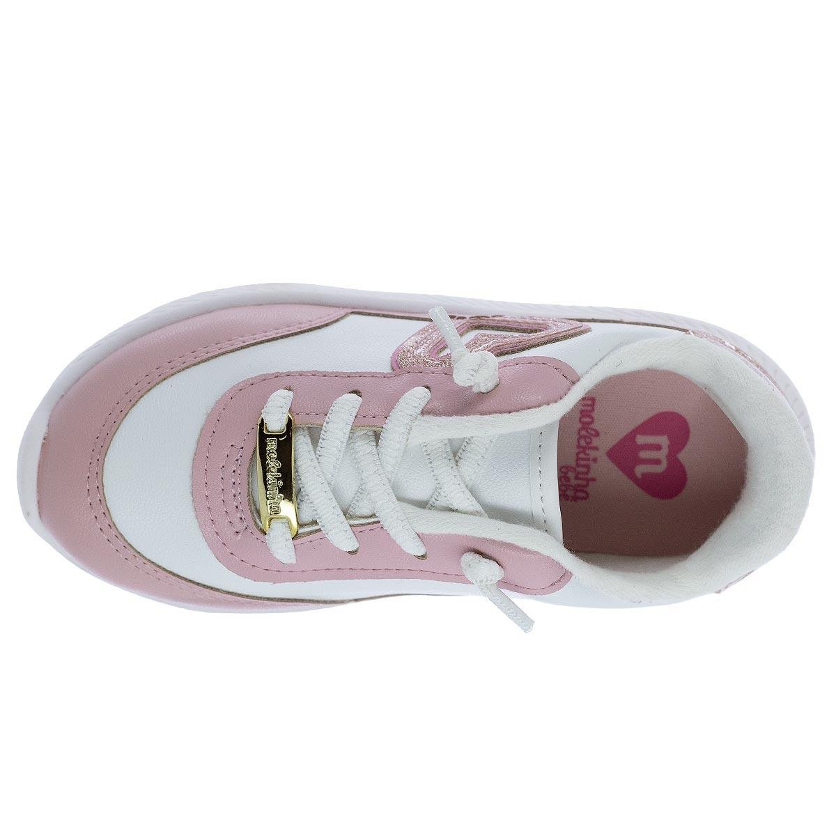 Tênis Infantil Menina Molekinha 2723.221 Branco Branco/Rosa 3
