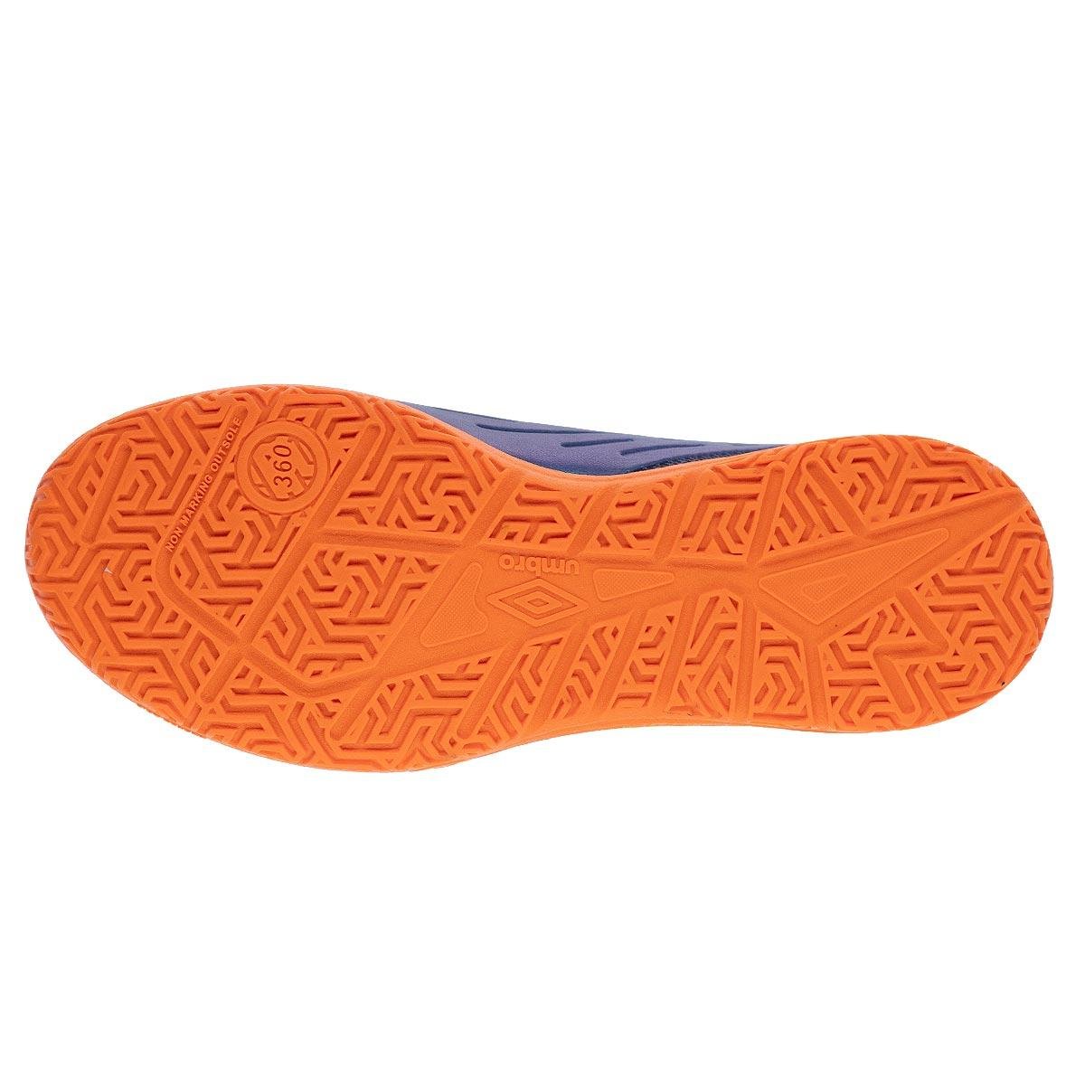 Chuteira Indoor Infantil Menino Umbro UX JR Laranja Azul 4