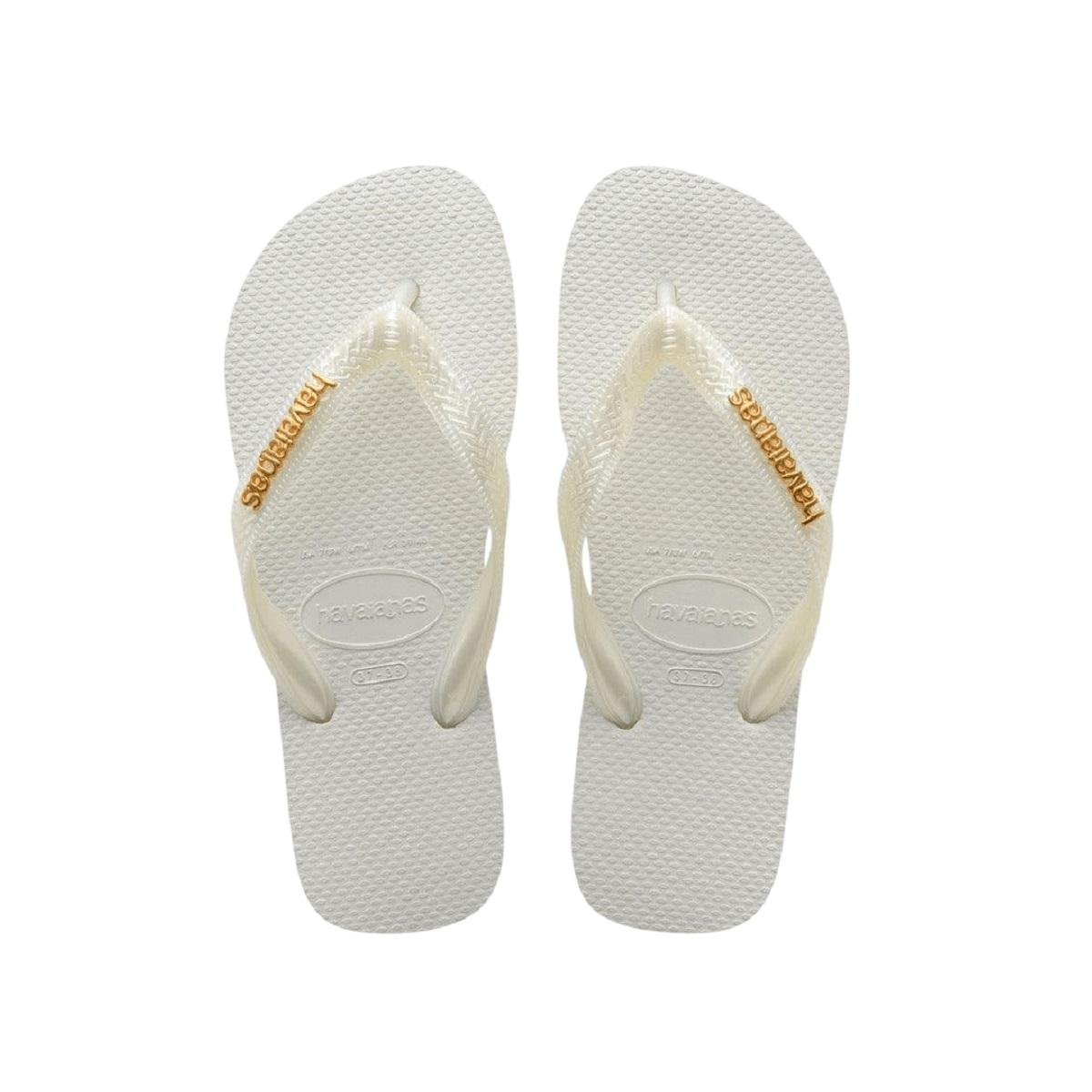 Chinelo Feminino Havaianas Top Logo Metal 4127244 Branco