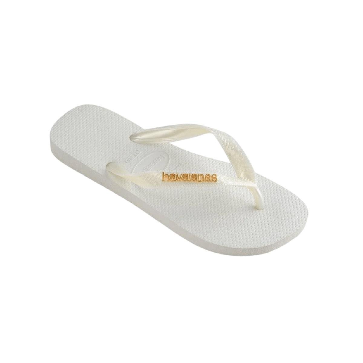Chinelo Feminino Havaianas Top Logo Metal 4127244 Branco Branco 3