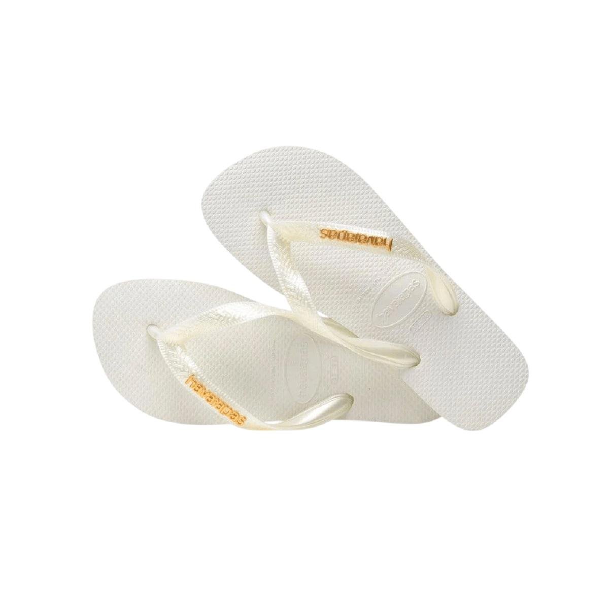 Chinelo Feminino Havaianas Top Logo Metal 4127244 Branco Branco 4