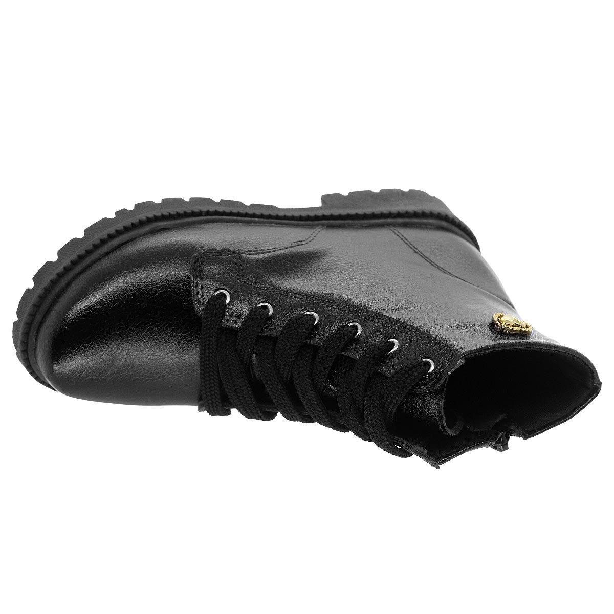 Bota Coturno Infantil Menina Fashion Fz 4115 Preta Preto 3