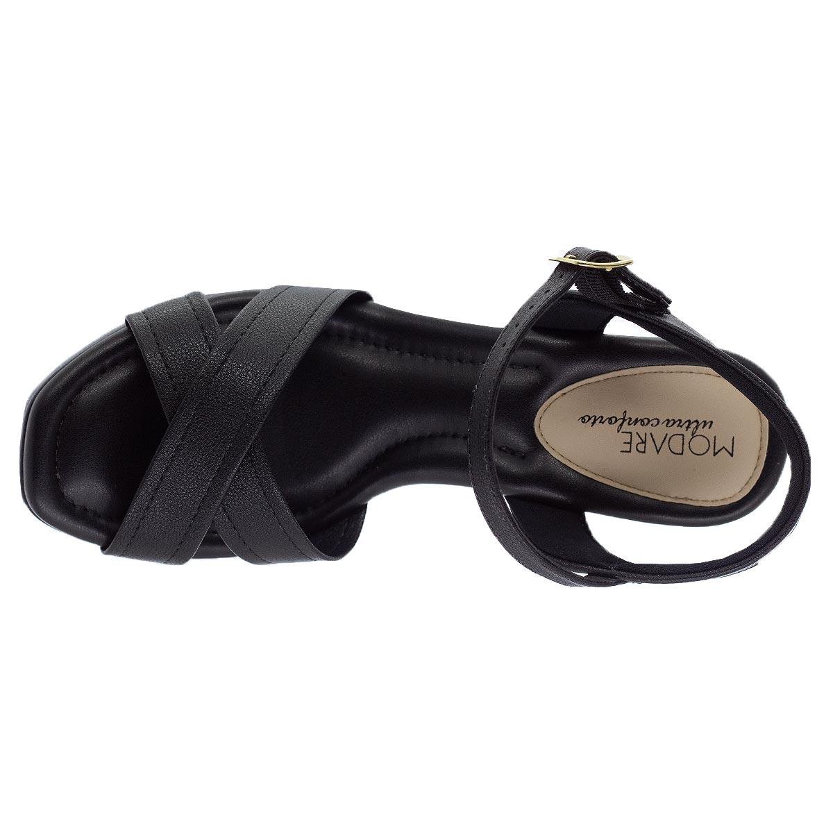 Sandália Salto Alto Plataforma Feminina Modare Ultraconforto 7203.110 Preto Preto 3