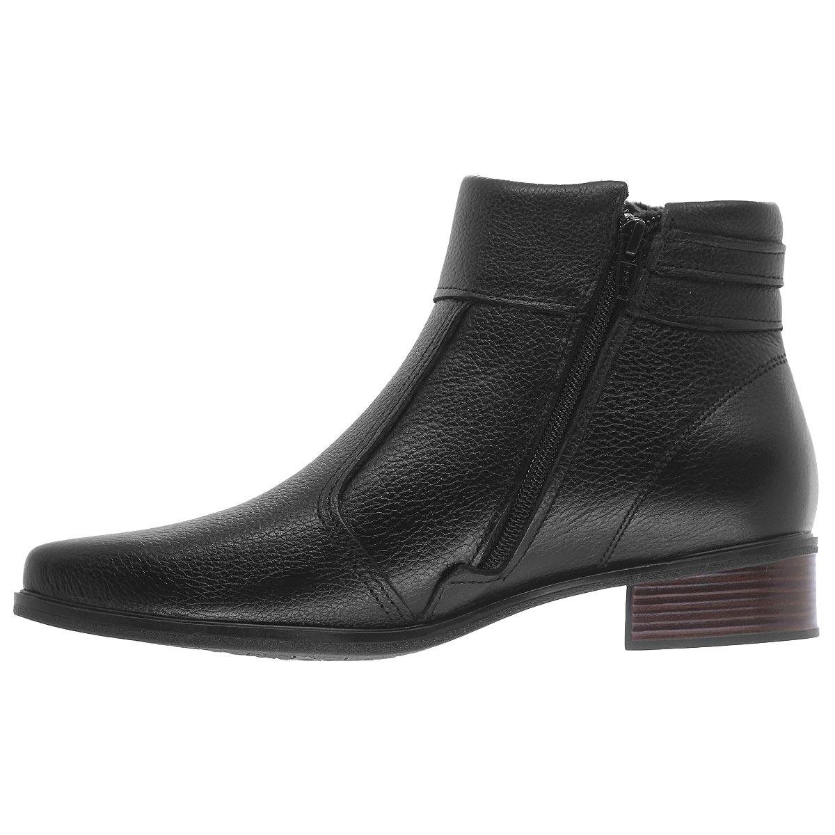 Bota Coturno Cano Curto Feminina Couro Pegada 282503-04 Preto Preto 2