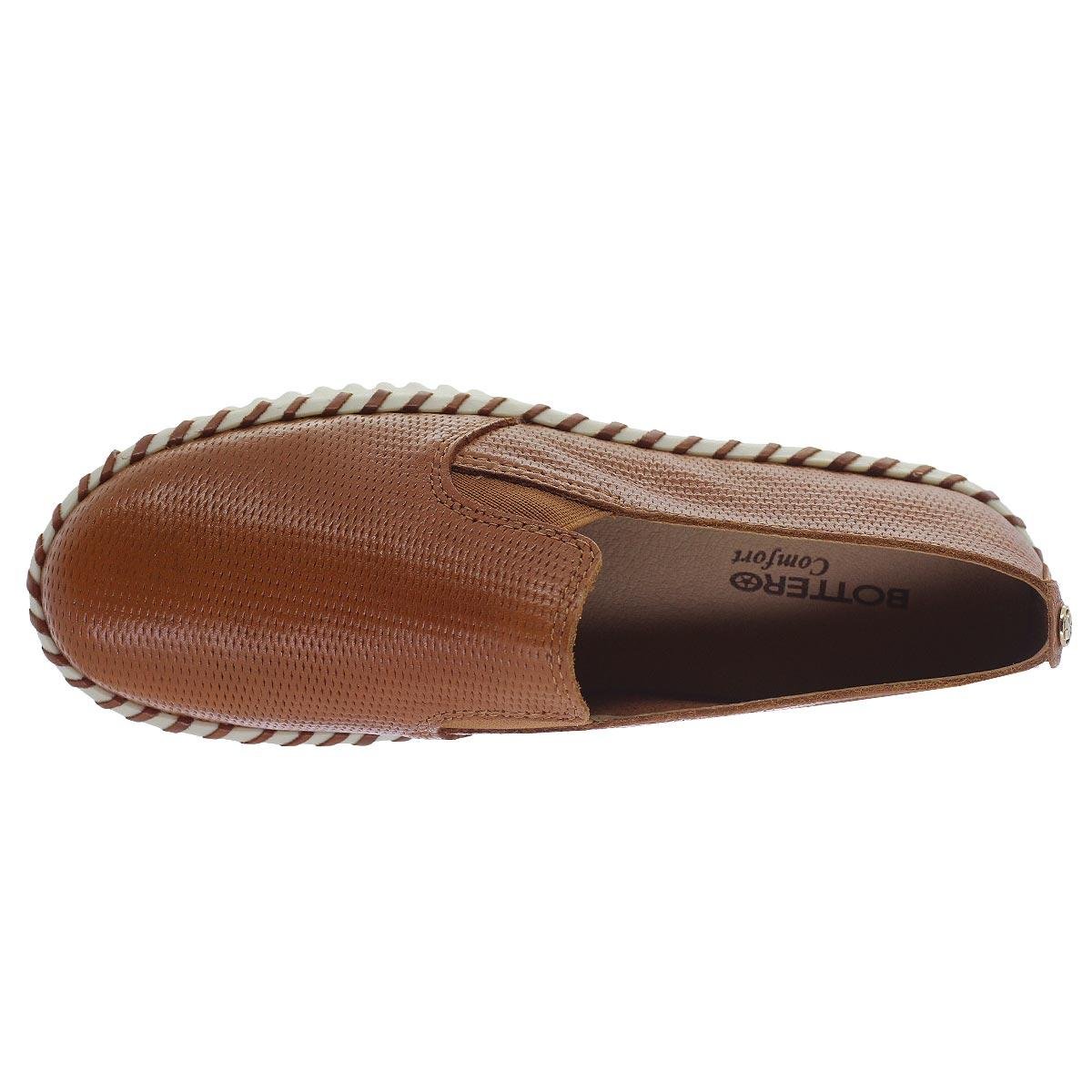 Tênis Slip On Feminino Bottero Firenze Couro Caramelo Marrom 3
