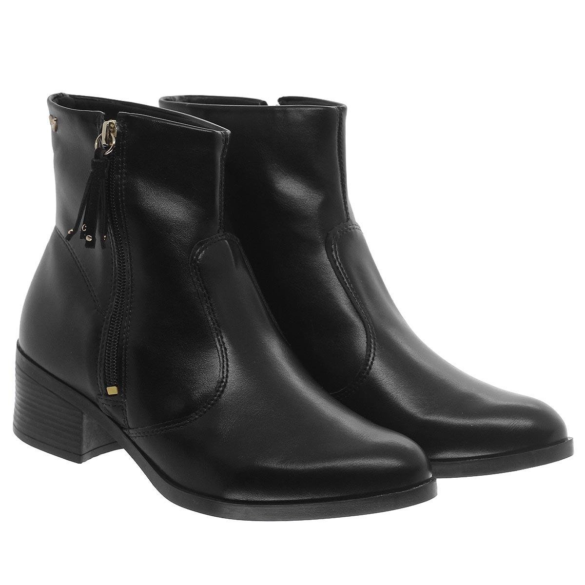 Bota Cano Curto Feminina Mississipi J1442 Preto Preto 3