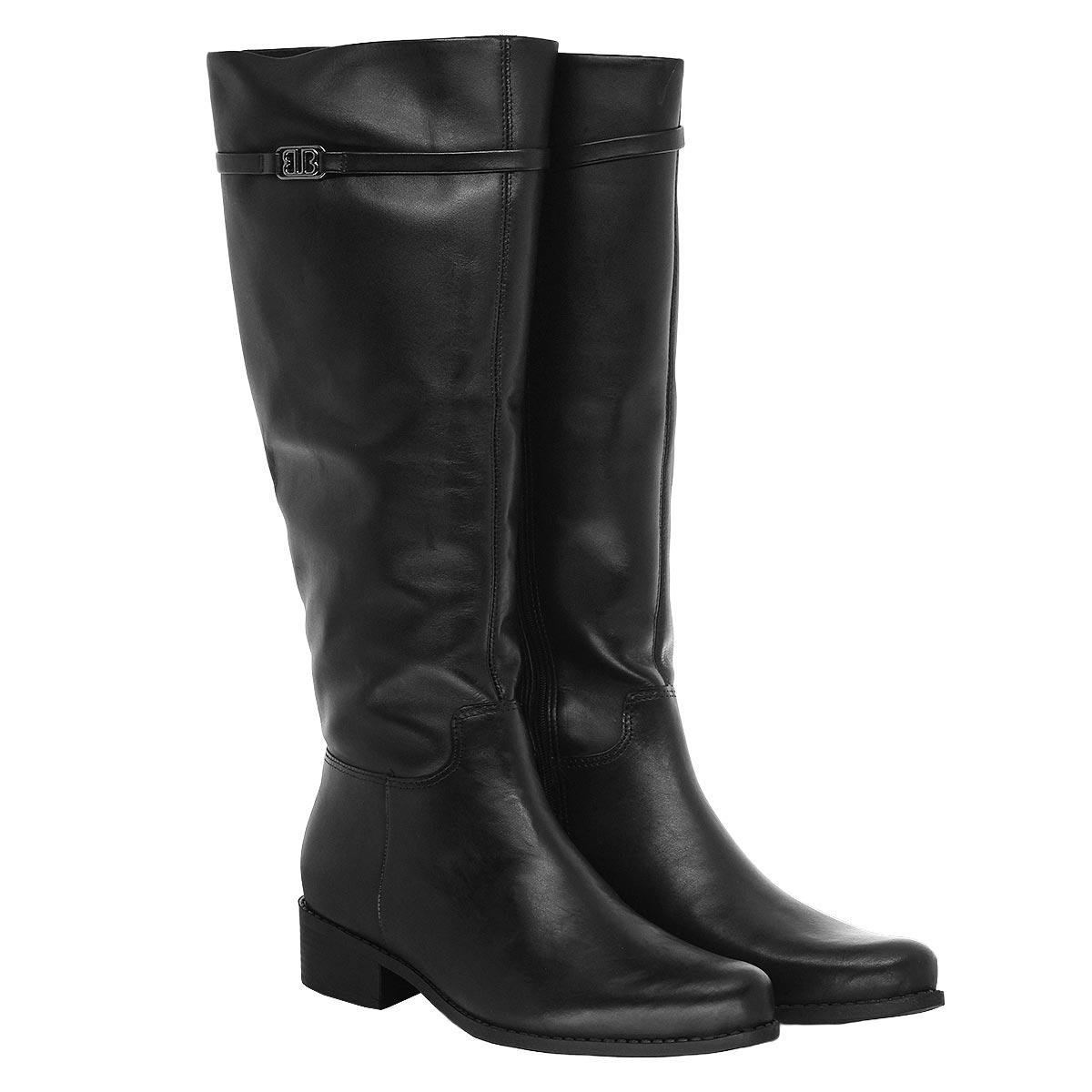Bota Montaria Cano Longo Couro Feminina Bottero Preta Preto 3