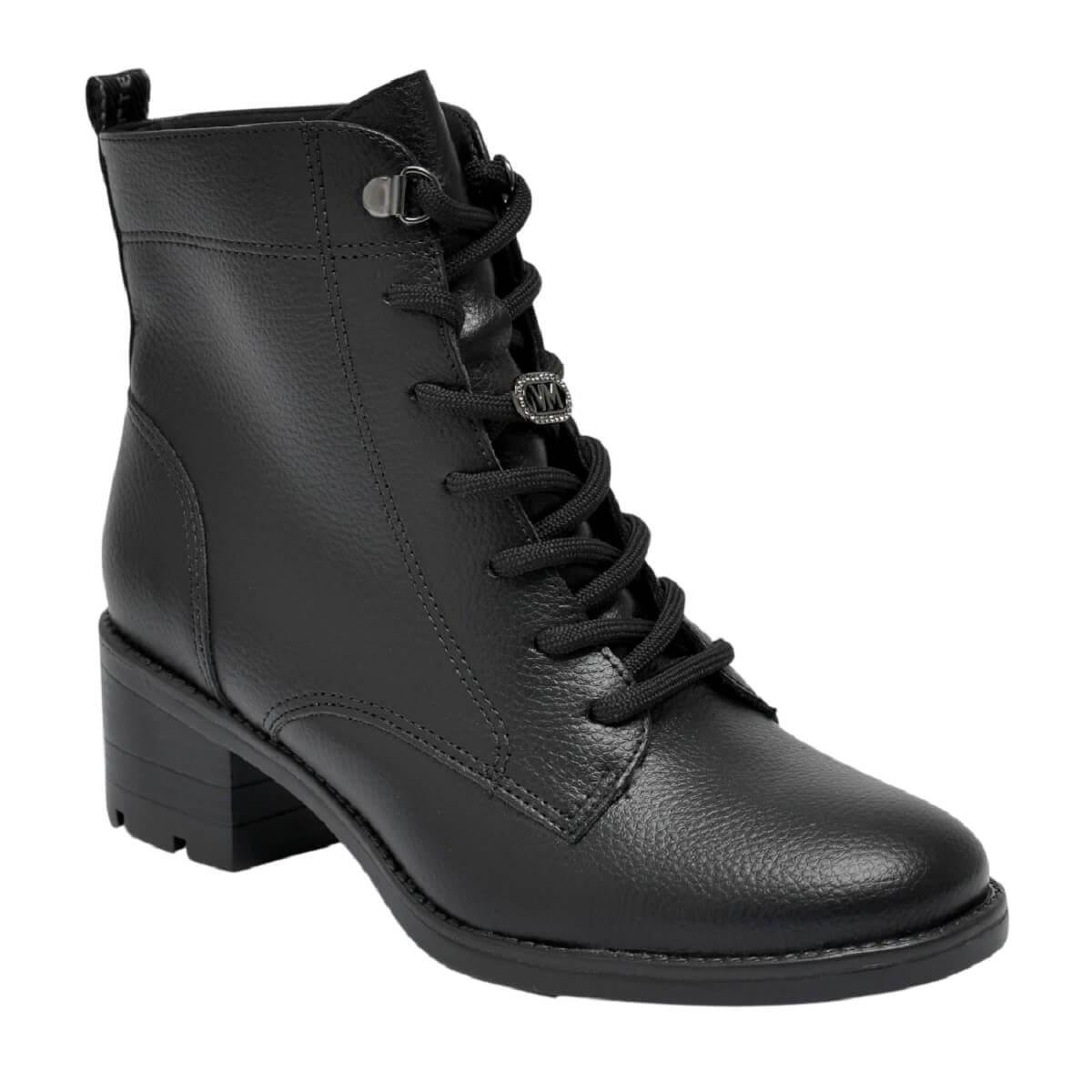 Bota Cano Curto Feminina Via Marte 002-002-01 Preto Preto 2