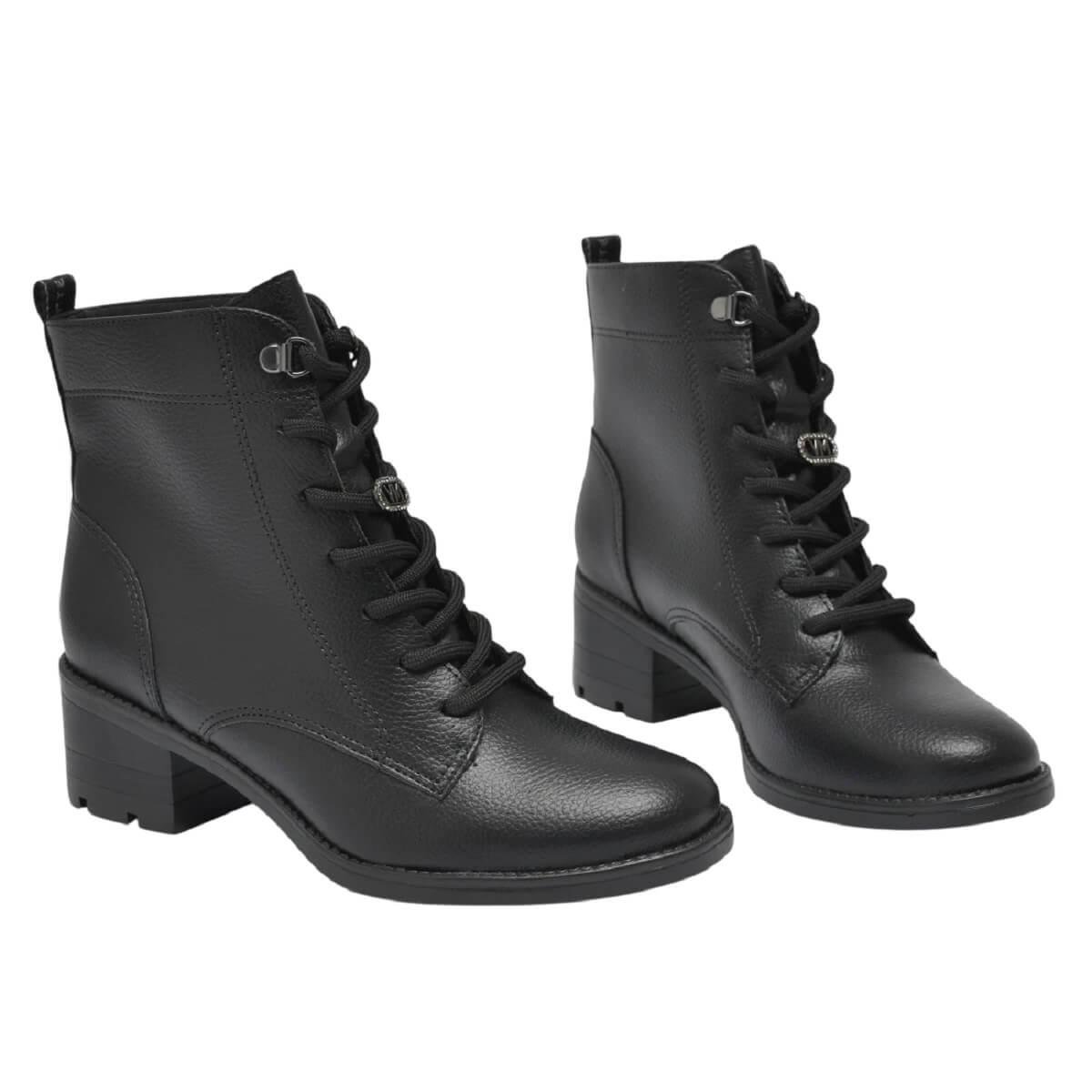 Bota Cano Curto Feminina Via Marte 002-002-01 Preto Preto 4