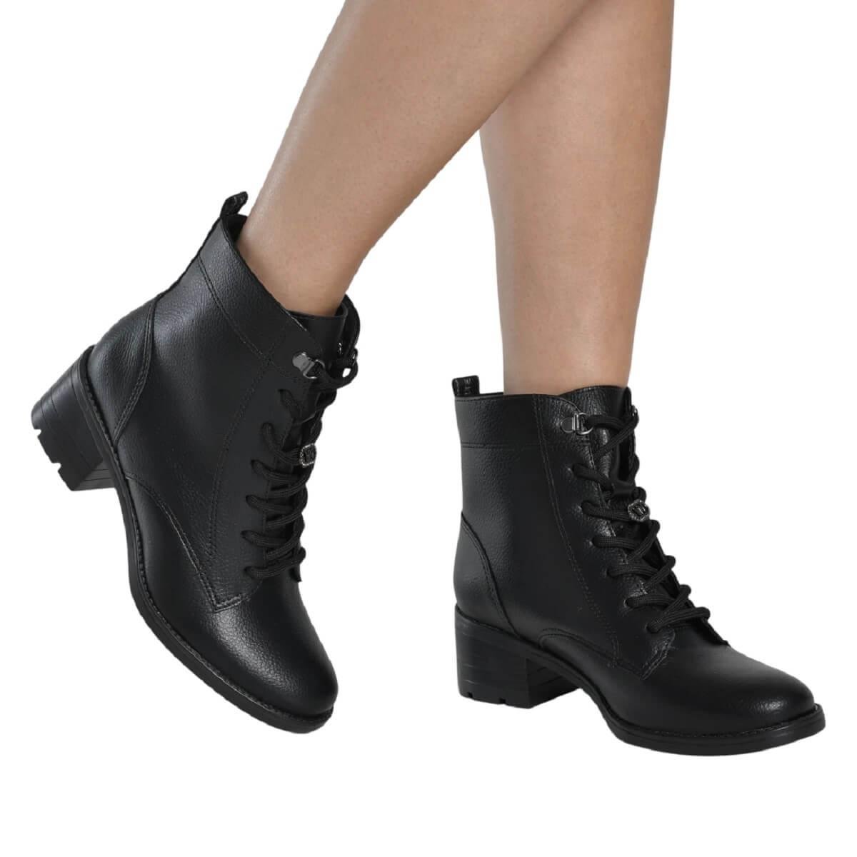 Bota Cano Curto Feminina Via Marte 002-002-01 Preto Preto 5