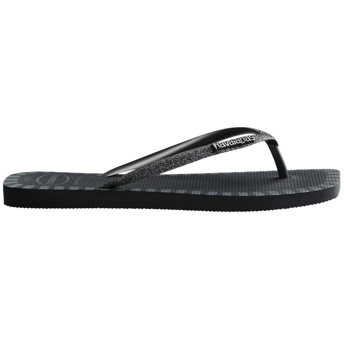 Chinelo Havaianas Feminino Top Square Glitter Grafite Preto 2