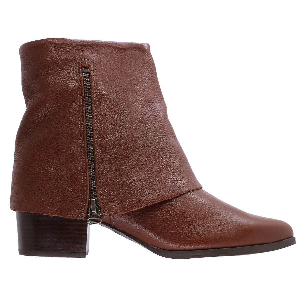 Bota Cano Curto Feminina Couro Bottero 349316-5 Marrom