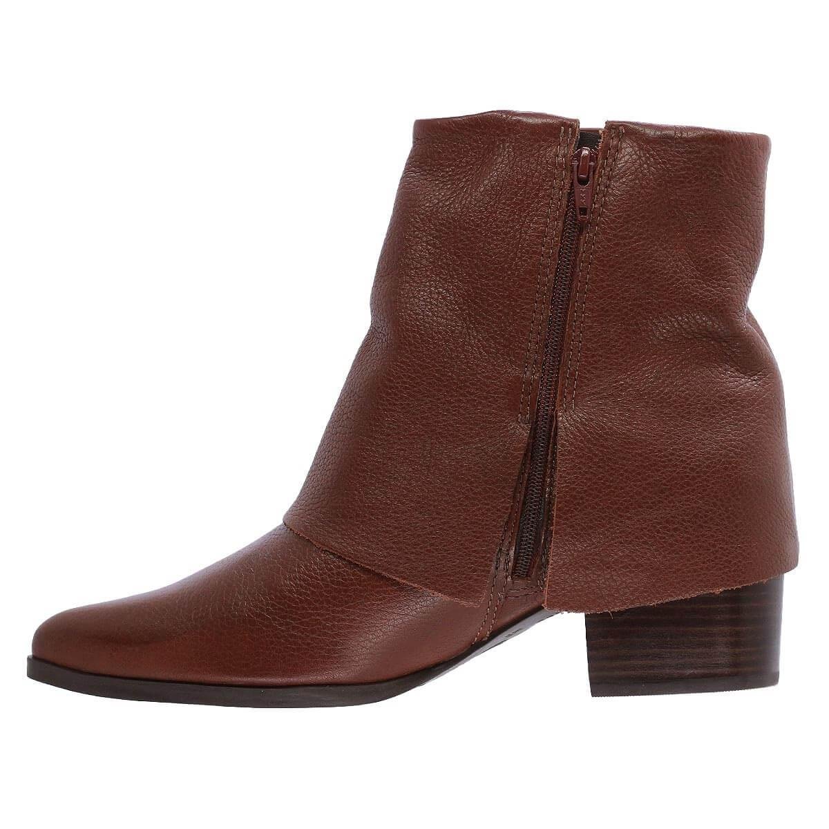 Bota Cano Curto Feminina Couro Bottero 349316-5 Marrom Marrom 2