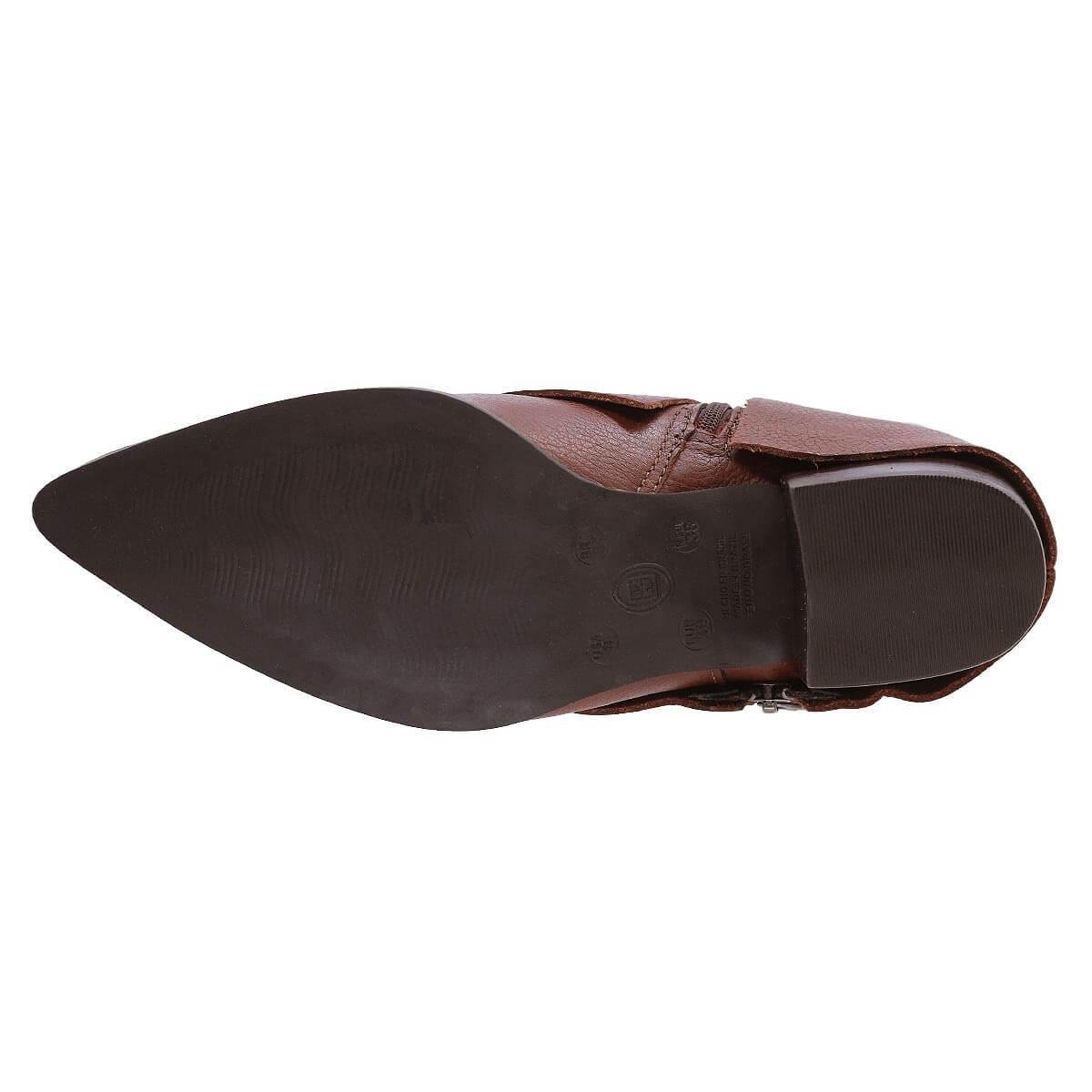 Bota Cano Curto Feminina Couro Bottero 349316-5 Marrom Marrom 5