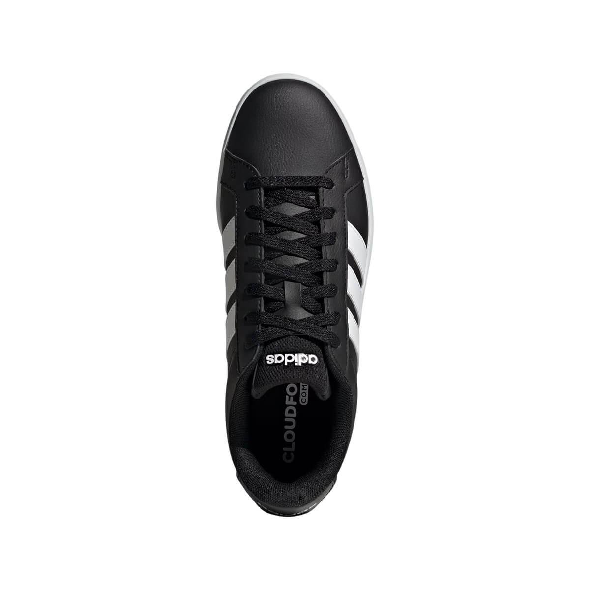 Tênis Casual Masculino Grand Court Base 3.0 Adidas KJ7810 Preto Preto 4