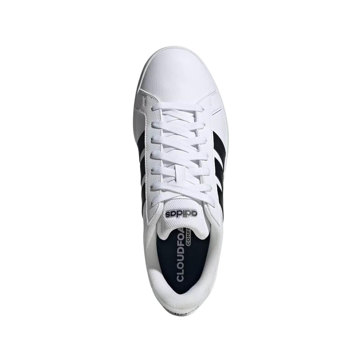 Tênis Casual Masculino Grand Court Base 3.0 Adidas KJ7809 Branco Branco 5