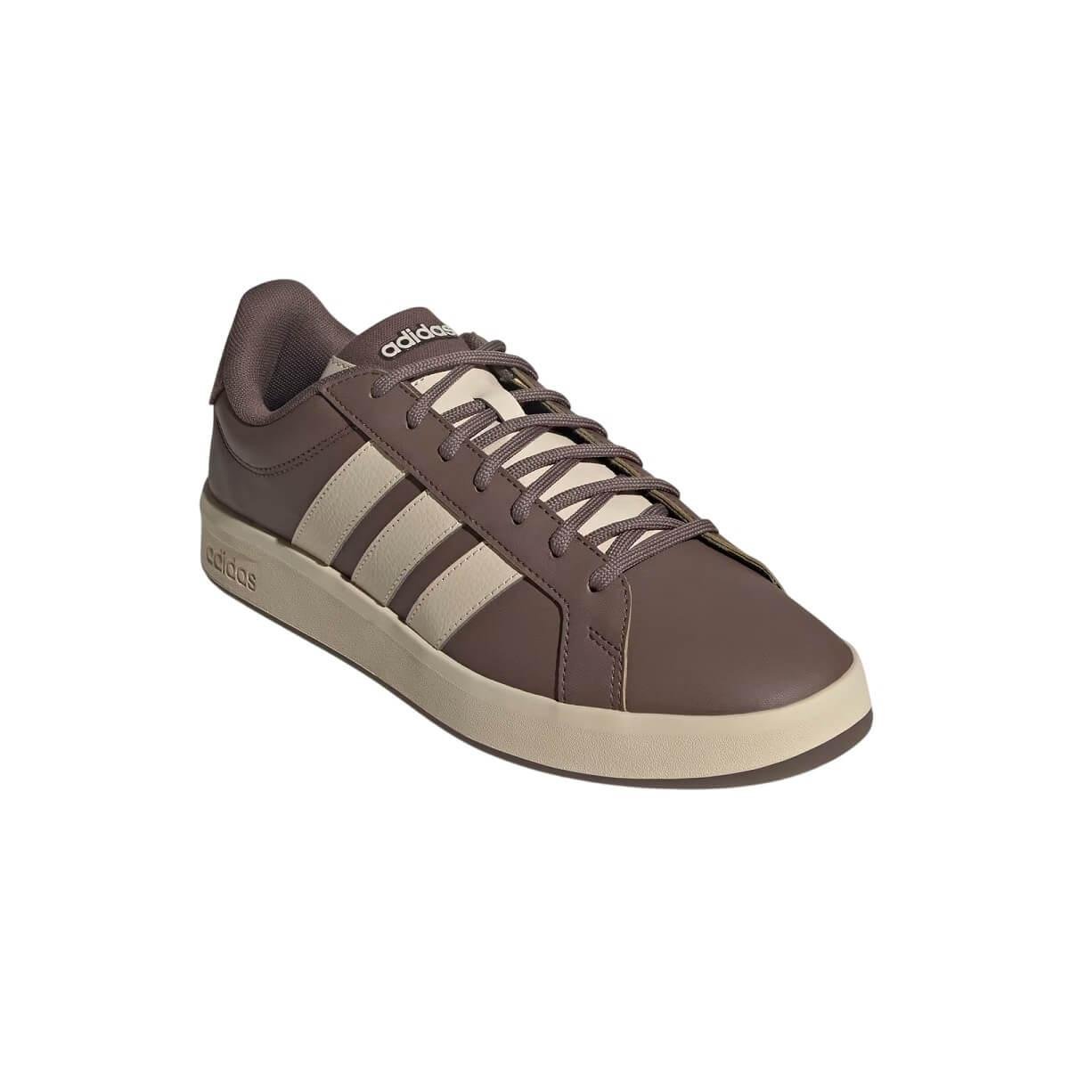 Tênis Casual Masculino Grand Court Base 3.0 Adidas HQ0073 Marrom Marrom 3