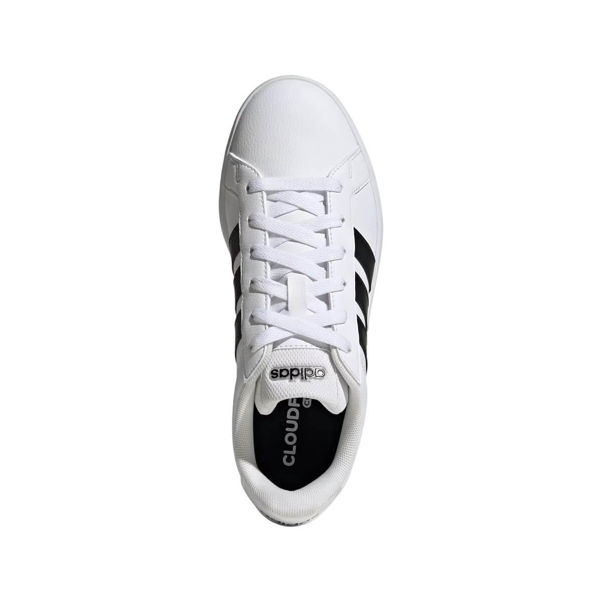 Tênis Casual Feminino Grand Court Base 3.0 Adidas JR4616 Branco Branco 5