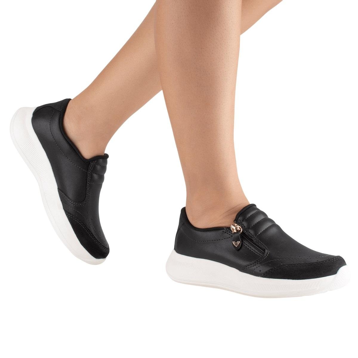 Tênis Slip On Feminino Mississipi MF603 Preto Preto 6
