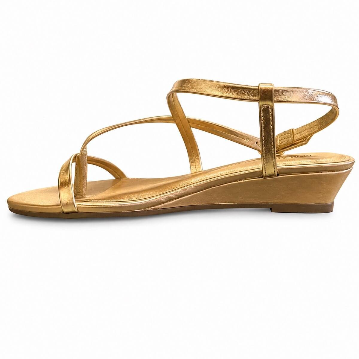 Sandália Salto Baixo Feminina Anacapri C30743 Dourada Dourado 2