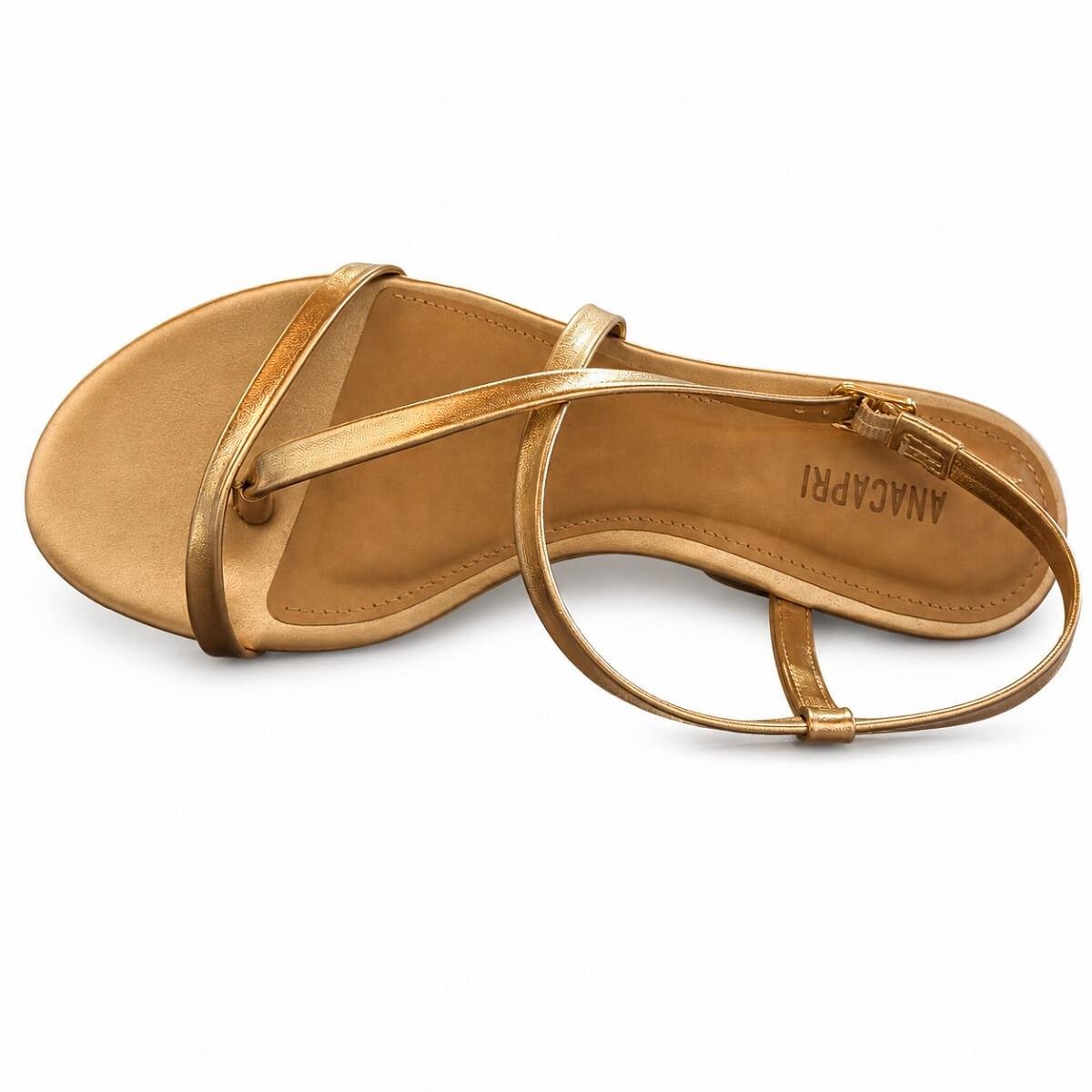 Sandália Salto Baixo Feminina Anacapri C30743 Dourada Dourado 3