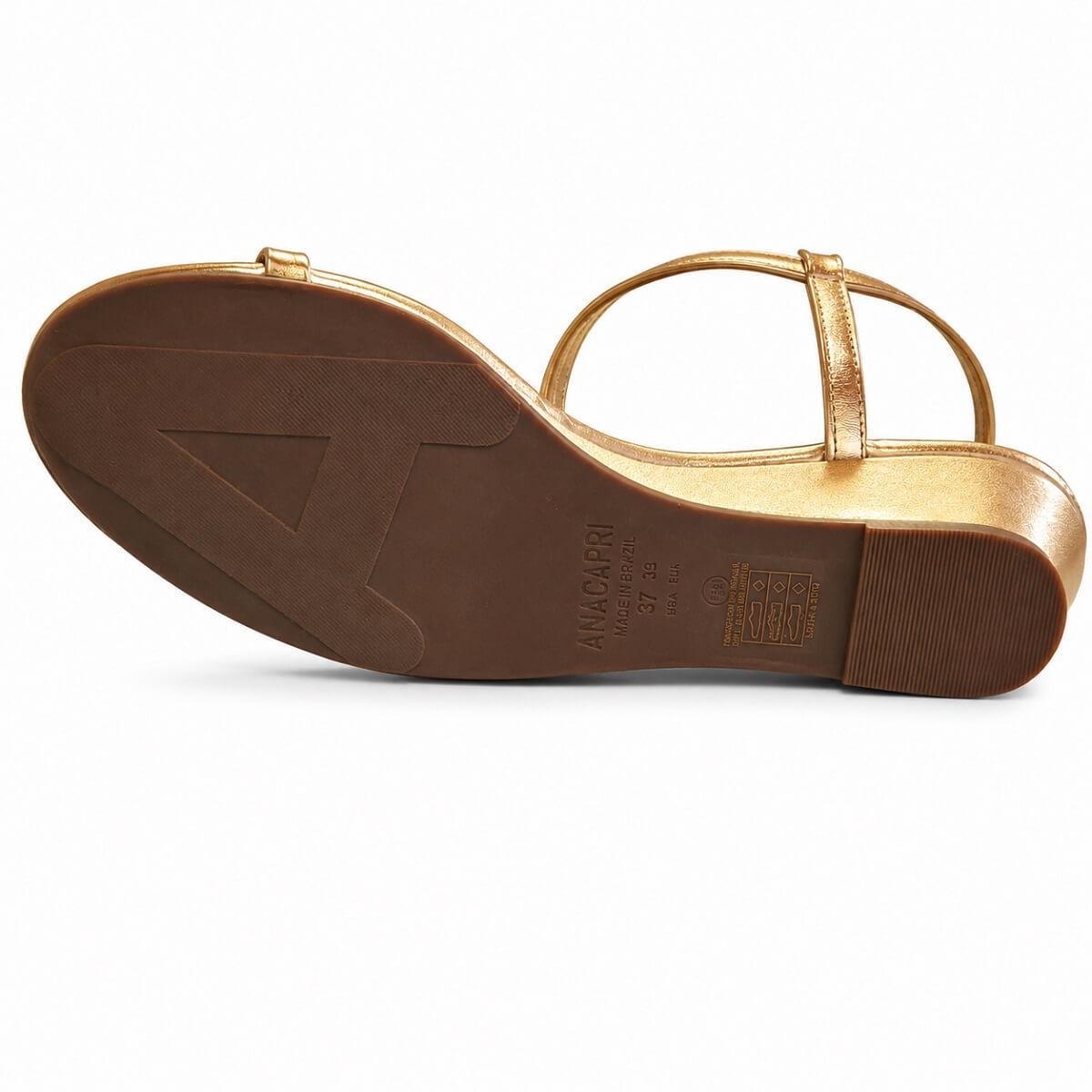 Sandália Salto Baixo Feminina Anacapri C30743 Dourada Dourado 4