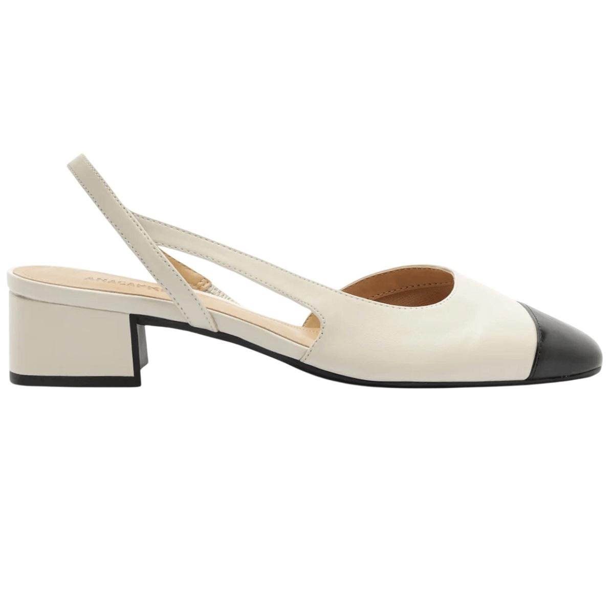 Sapato Slingback Salto Baixo Feminina Anacapri C30689 Offwhite