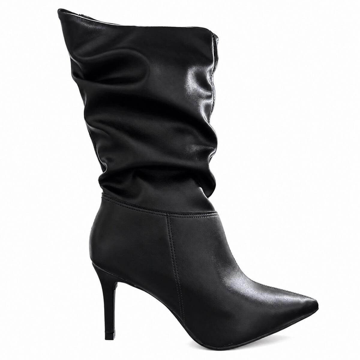 Bota Cano Médio Slouch Feminino Vizzano 3112.101 Preta