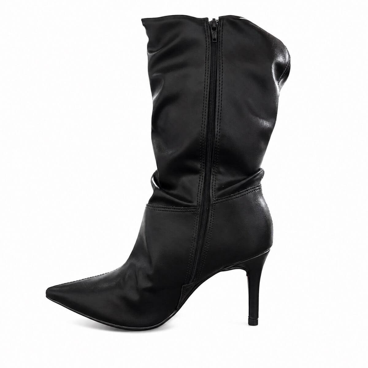 Bota Cano Médio Slouch Feminino Vizzano 3112.101 Preta Preto 2