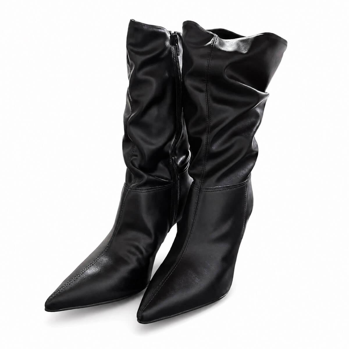 Bota Cano Médio Slouch Feminino Vizzano 3112.101 Preta Preto 3