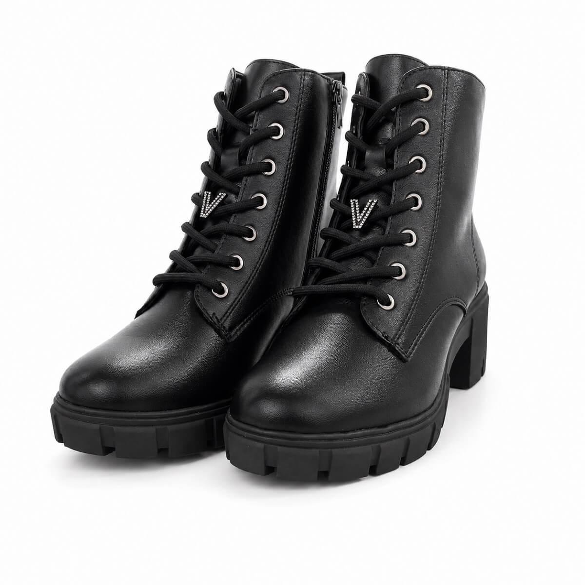 Bota Coturno Feminina Via Marte 001-005-01 Preta Preto 3