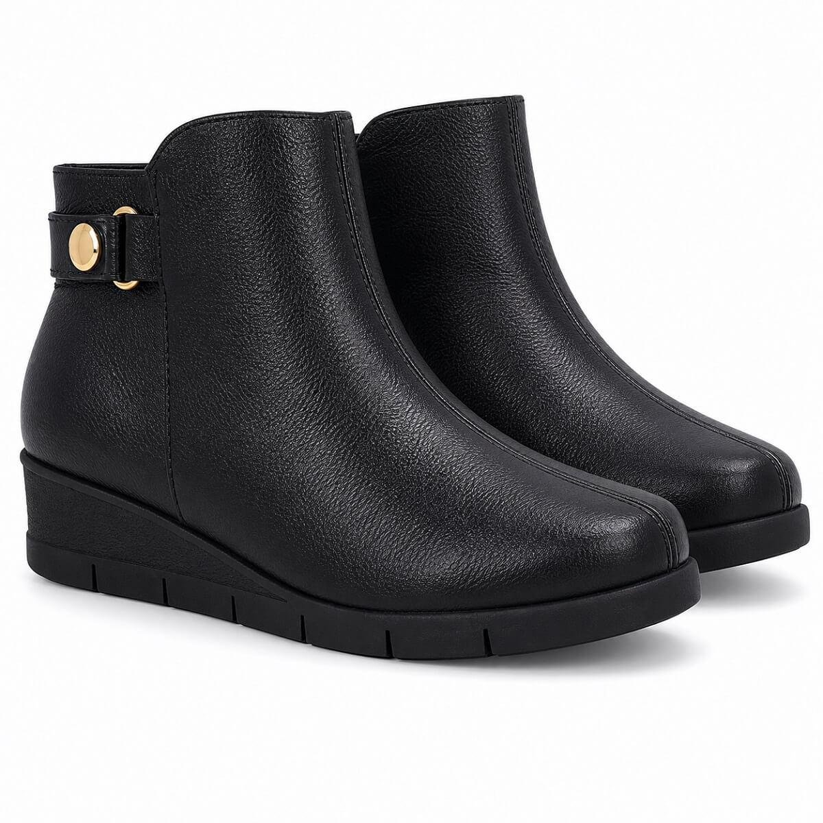 Bota Cano Curto Feminina Usaflex UD26001001 Preto Preto 2