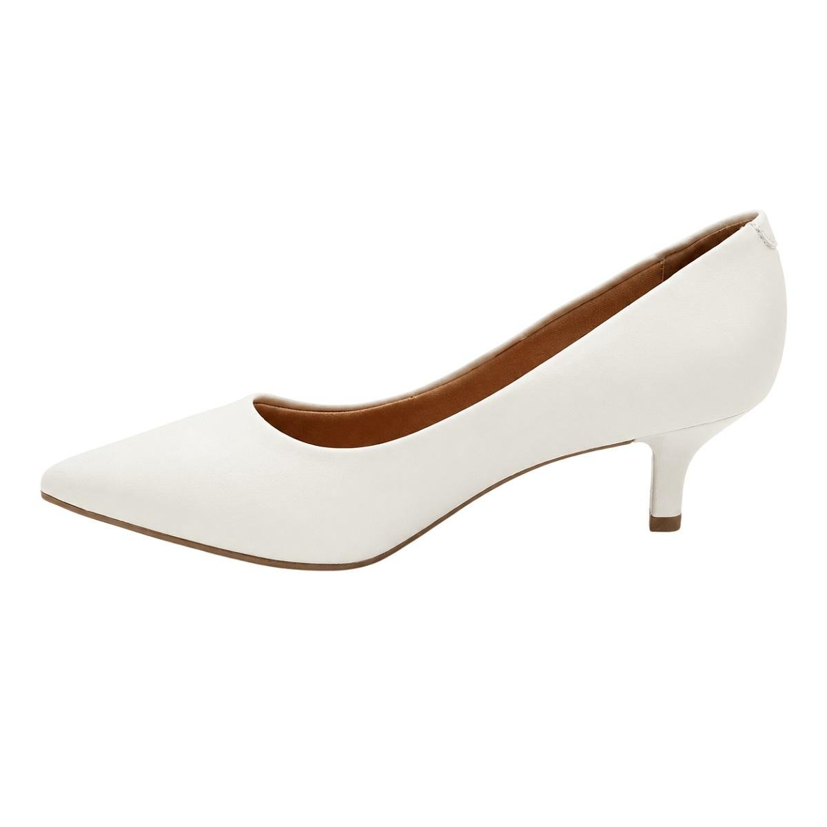Sapato Scarpin Salto Baixo Feminino Vizzano 1122.828 Offwhite Branco 2